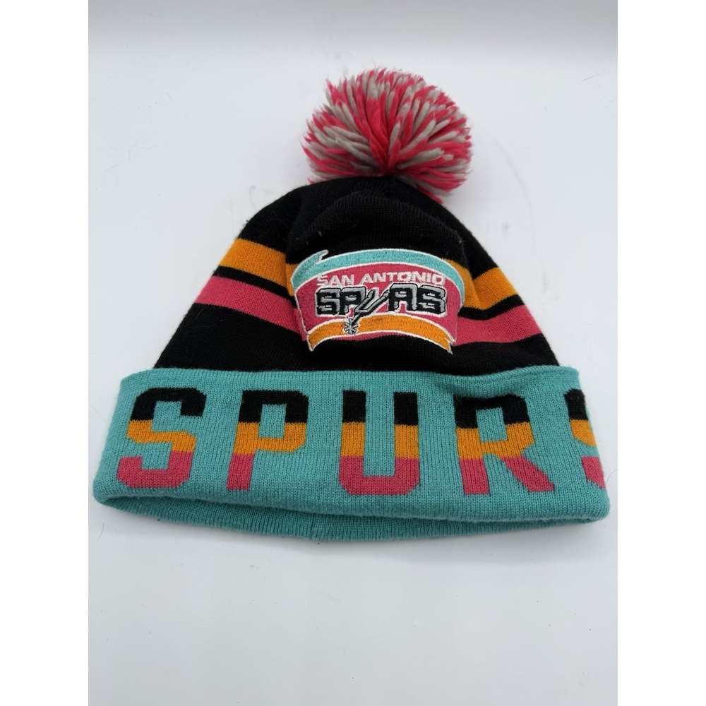 Title: San Antonio Spurs Mitchell & Ness ISLAND Pom Beanie Cuffed NBA Knit Hat